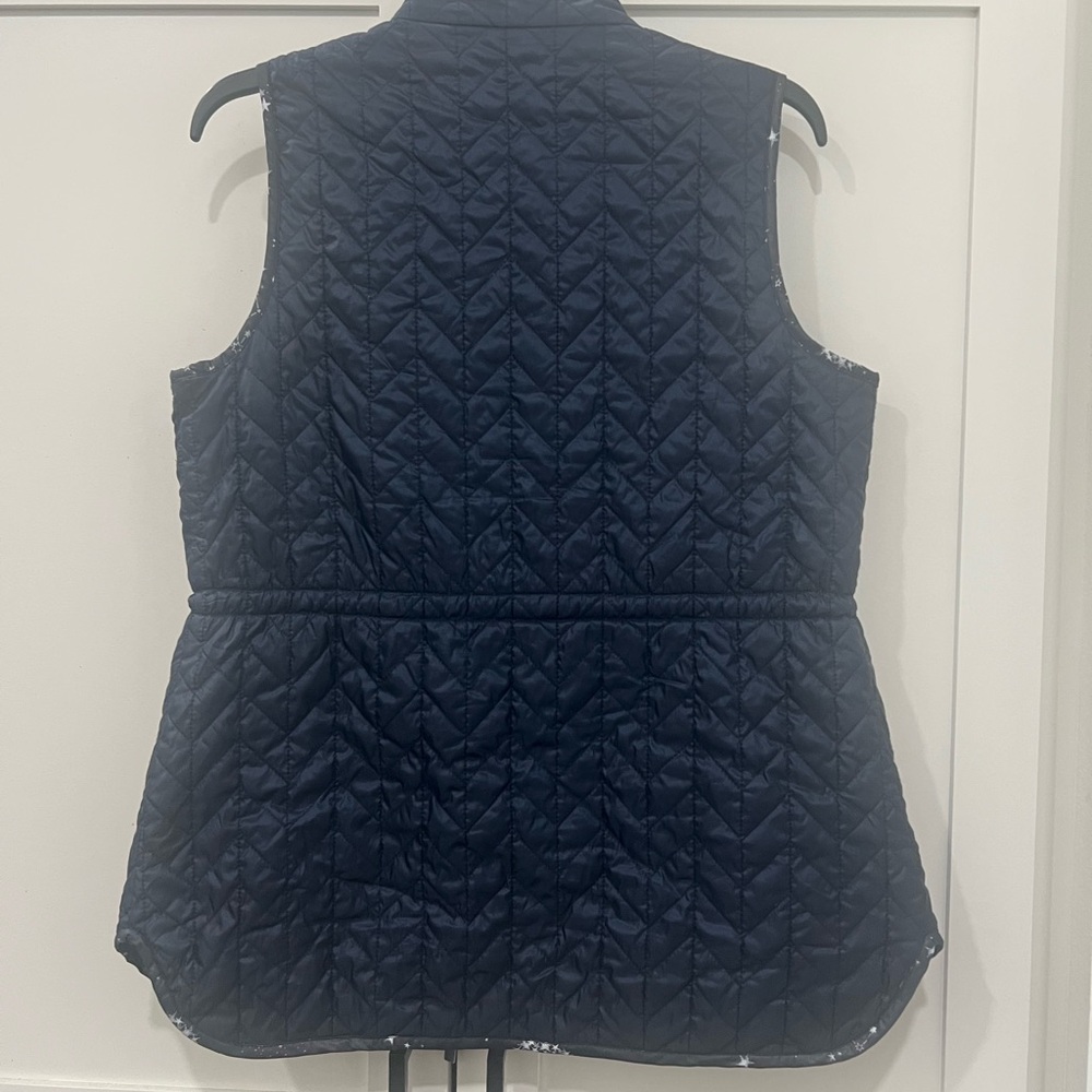 Chico’s womens Blue Zip Front Reversible quilted Vest Moon stars Small - Picture 6 of 15